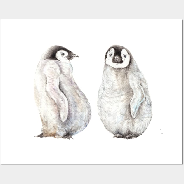 Baby Watercolor Penguins Wall Art by wanderinglaur